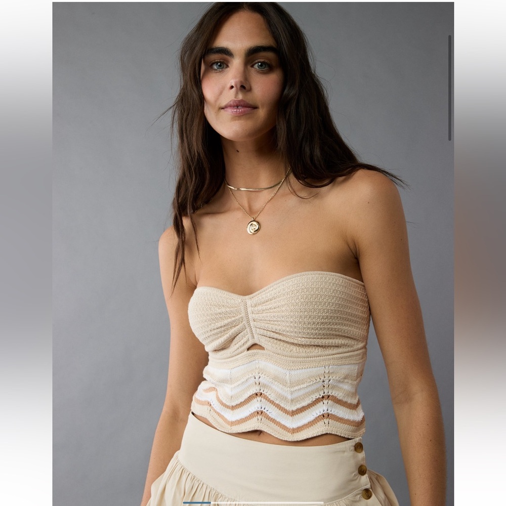 😍AERIE! Cream Strapless Knit Top